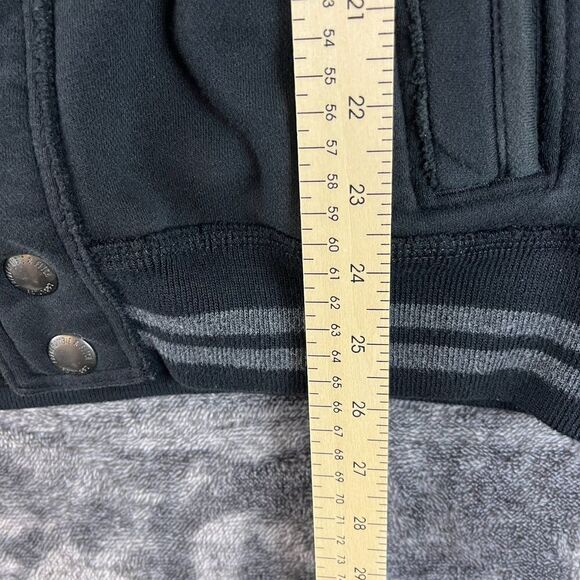 SOLD Abercrombie & Fitch Hooded Fleece Lined Jacket Black Gray Snap Button Men's - Picture 6 of 11